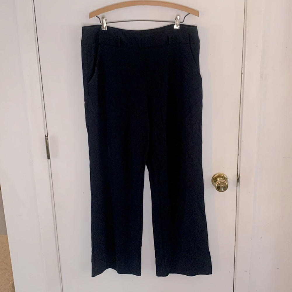 CAbi dark navy knit flat front side zip pants Size 12